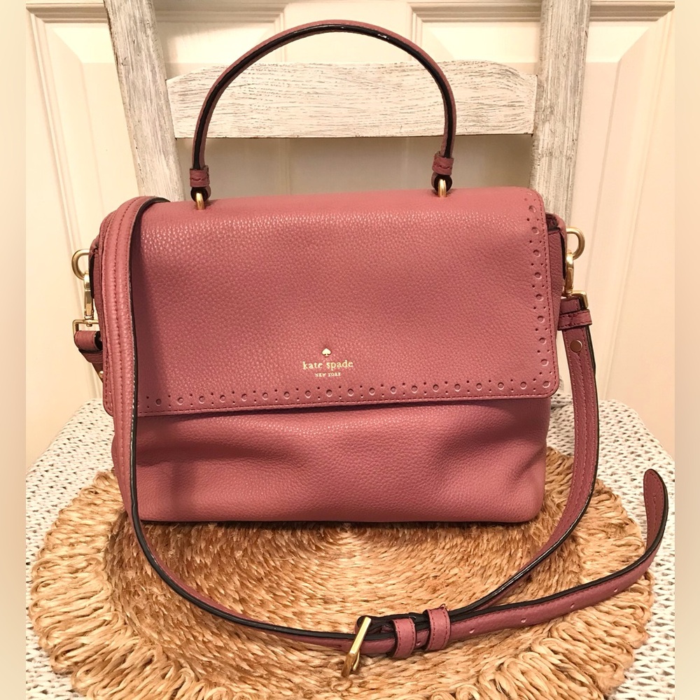 Kate Spade James Street Sparrow Satchel in Mauve Pebbled Leather